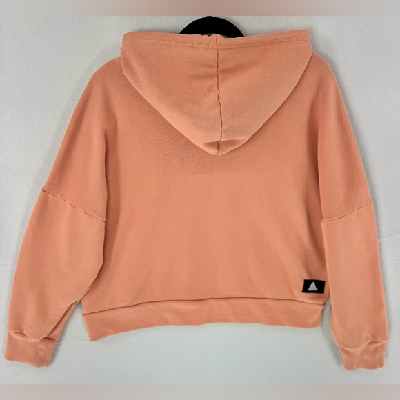 Adidas Women's Hidden Pocket Relaxed Fit Pullover Crop Hoodie Sweatshirt Sz L - Picture 3 of 10